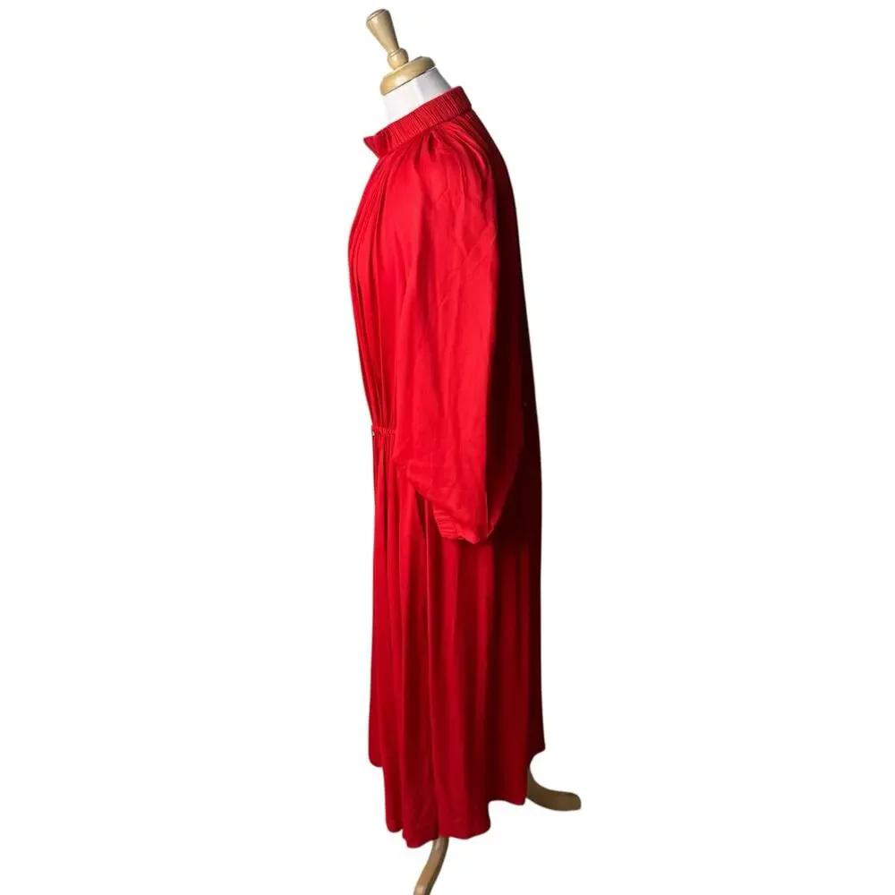 TIBI Red Gathered Adjustable Wasit crepe midi dress Red Medium